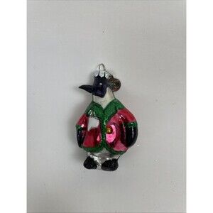 Dept 56 Blown Glass Penguin "Life Guard' Christmas Ornament  w/hangTag